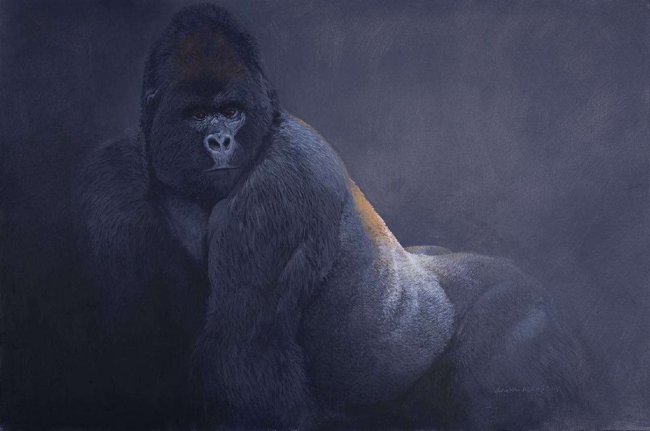 Golden Back · Mountain gorilla · United States · 120 × 80 cm · Acrylic on board