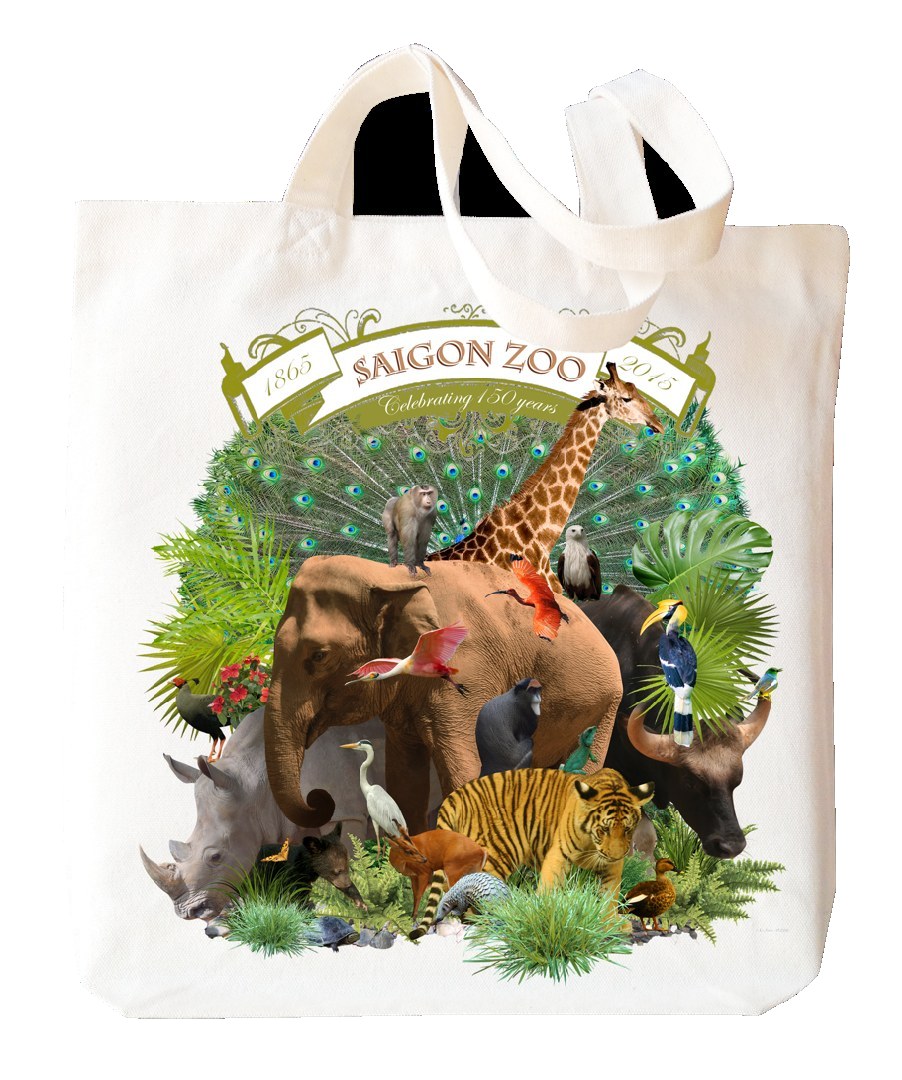Saigon Zoo, the whole menagerie on a tote bag